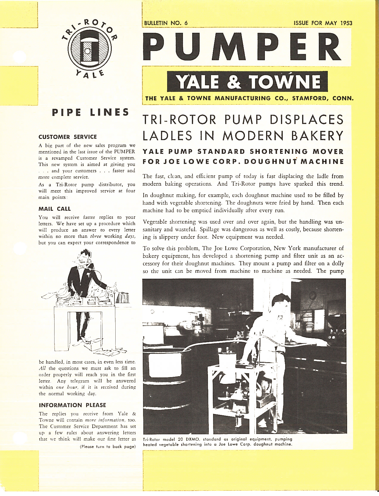 Yale & Towne Tri-Rotor Pumper Bulletin No. 6 May 1953 Shortening