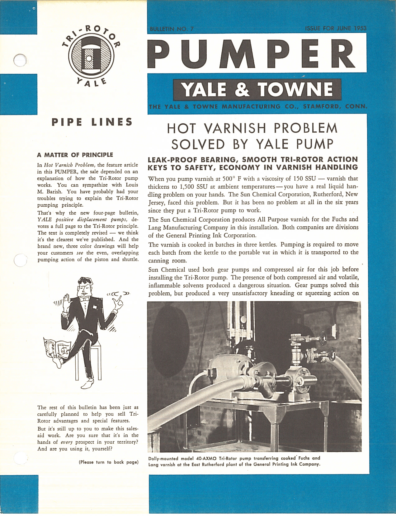 Yale & Towne Tri-Rotor Pumper Bulletin No. 7 June 1953 Hot Varnish